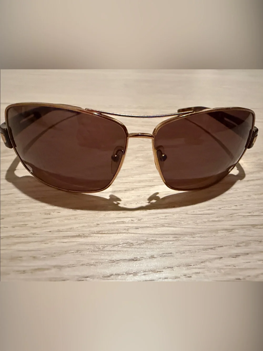 Prada Gold Frame Tortoise Sunglasses Brown Lenses Authentic